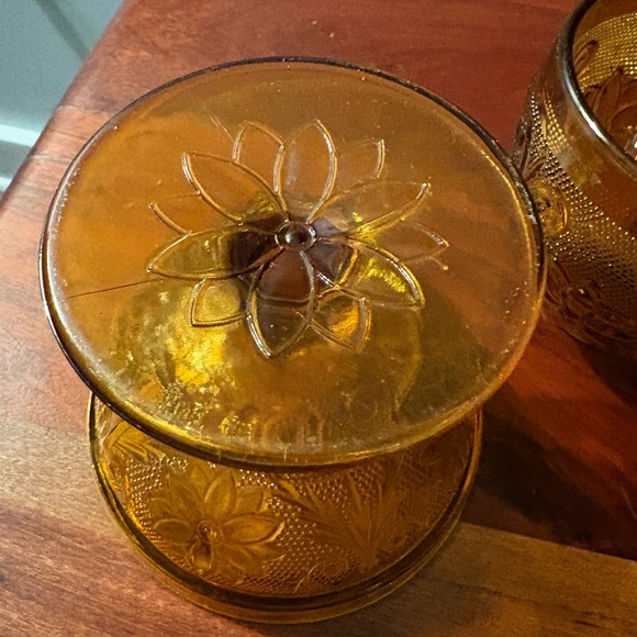 Vintage Tiara Exclusives Amber Fairy Light Sandwich Pattern Indiana Glass - Picture 5 of 7